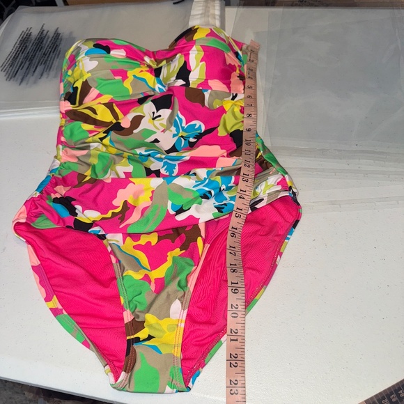 NEW Anna Cole Twist Front Shirred One Piece Swimsuit Cabana Party Size 12 - Picture 10 of 10